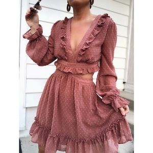 Isabella Swiss Dot Dress - Mauve